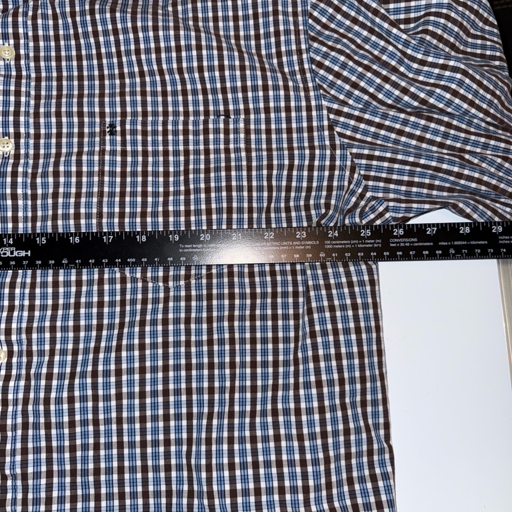 IZOD Mens Long Sleeve Button Up Size XXL Blue Plaid Shirt - Picture 5 of 7